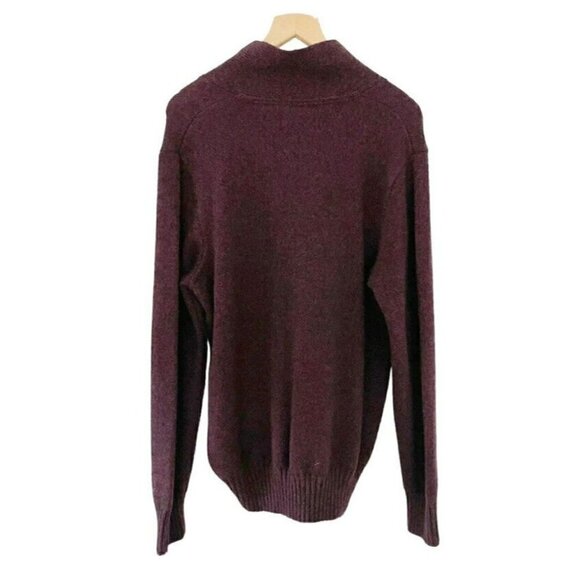 Eddie Bauer Men's Sz L Burgundy Wool Blend Shawl Neck Pullover Sweater - Picture 3 of 7